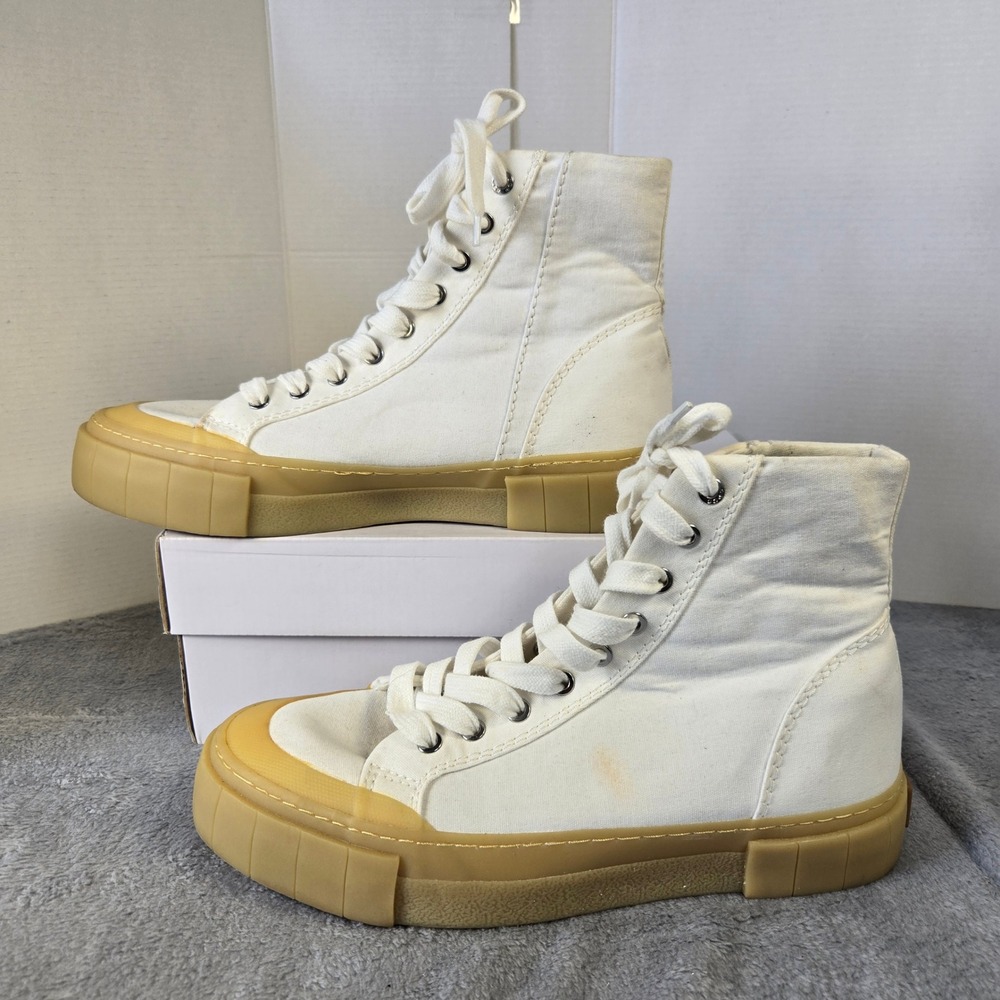 Good News White Canvas‎ High Top Platform Sneakers Gum Sole Womens 41
